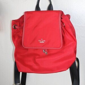 KATE SPADE RED NYLON medium flap backpack drawstring tote bag